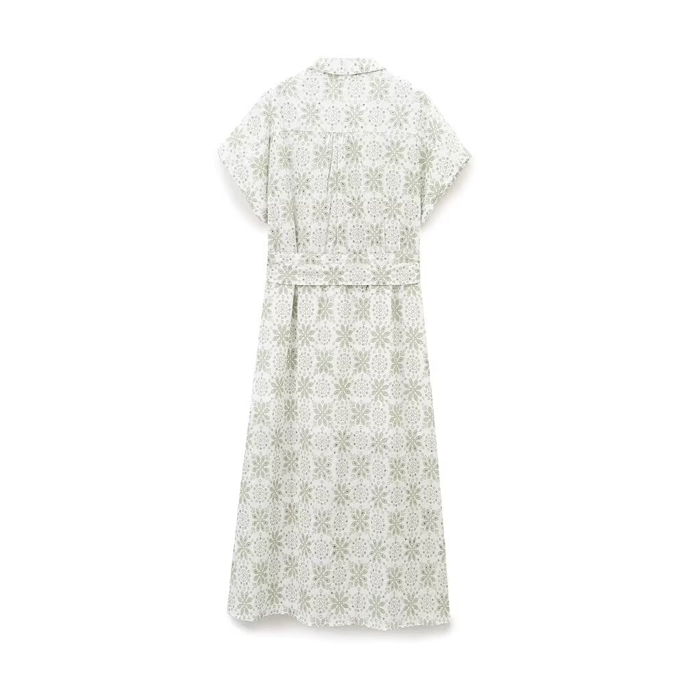 Summer Women Clothing Casual Rubber Embroidery Mid Length Dress Howe