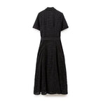 Women Hollow Out Cutout Design Embroidered Shirt Short Sleeve Long Dress Howe