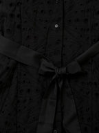 Women Hollow Out Cutout Design Embroidered Shirt Short Sleeve Long Dress Howe