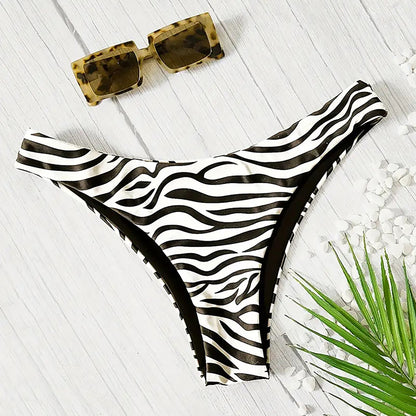Traje de baño bikini estampado de cebra triángulo pantalón único negro blanco sexy traje de baño bikini