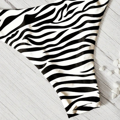 Traje de baño bikini estampado de cebra triángulo pantalón único negro blanco sexy traje de baño bikini