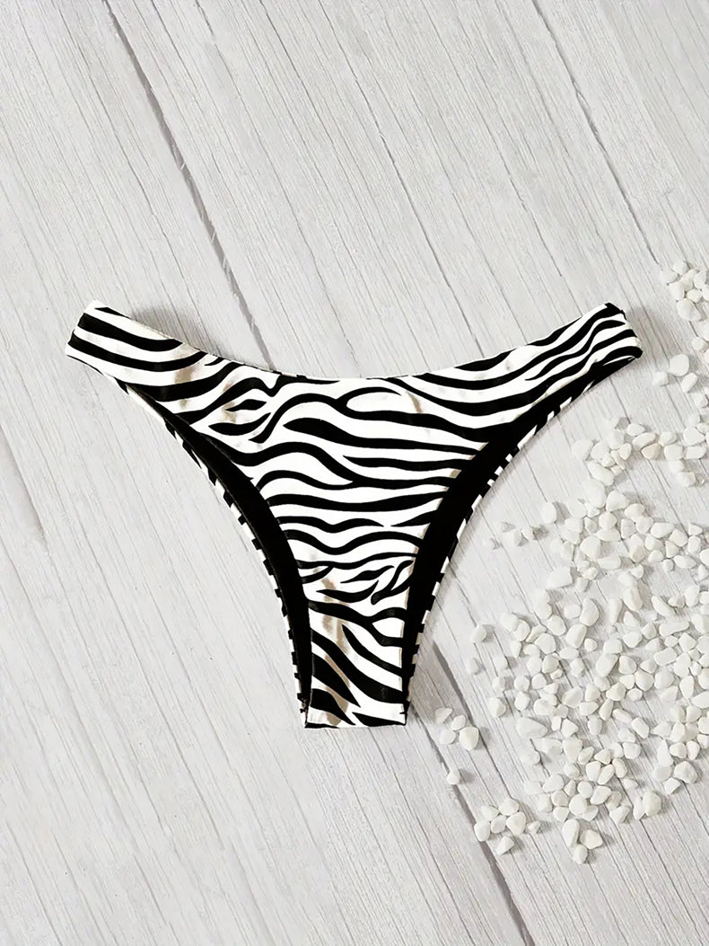 Traje de baño bikini estampado de cebra triángulo pantalón único negro blanco sexy traje de baño bikini
