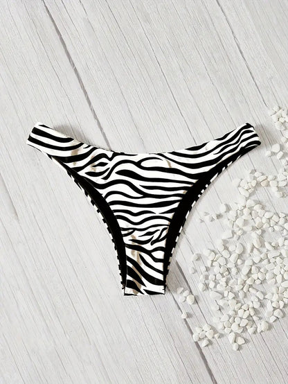 Traje de baño bikini estampado de cebra triángulo pantalón único negro blanco sexy traje de baño bikini