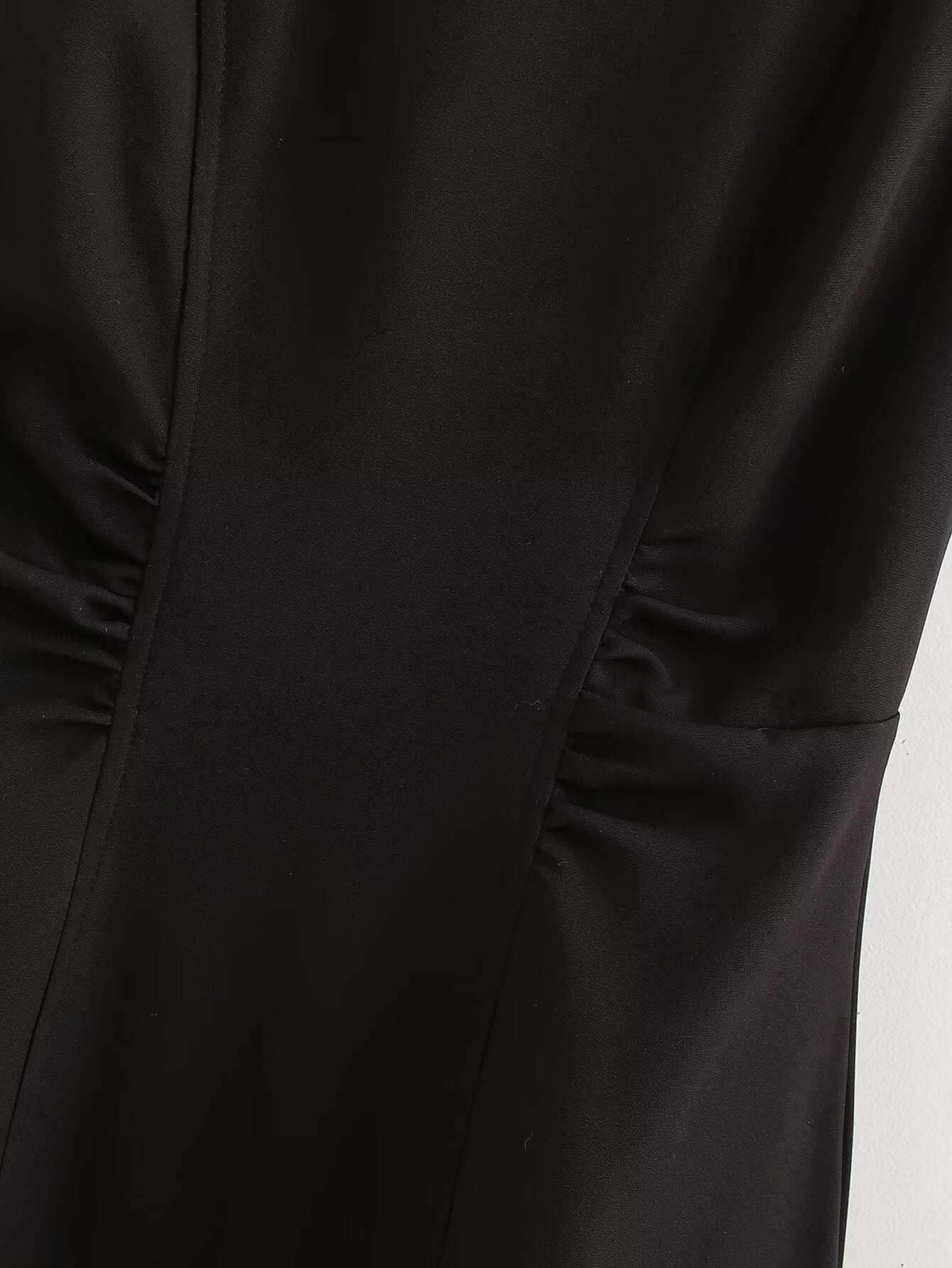 Autumn Winter Pleated Decorative Sleeveless Round Neck Midi Dress Women Intellectual Black Waist Tight Professional Dress FRIDAY