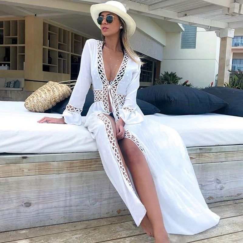 Cárdigan de encaje, ropa de protección solar, chaqueta de playa, traje de baño, blusa para cubrir bikini