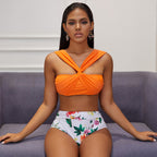 Split Bikini Floral Printed Sexy Bikini Bikini Chimie