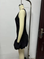 Women French Waist Display Wide Swing Short Sleeveless Dress Puffy dress FRIDAY