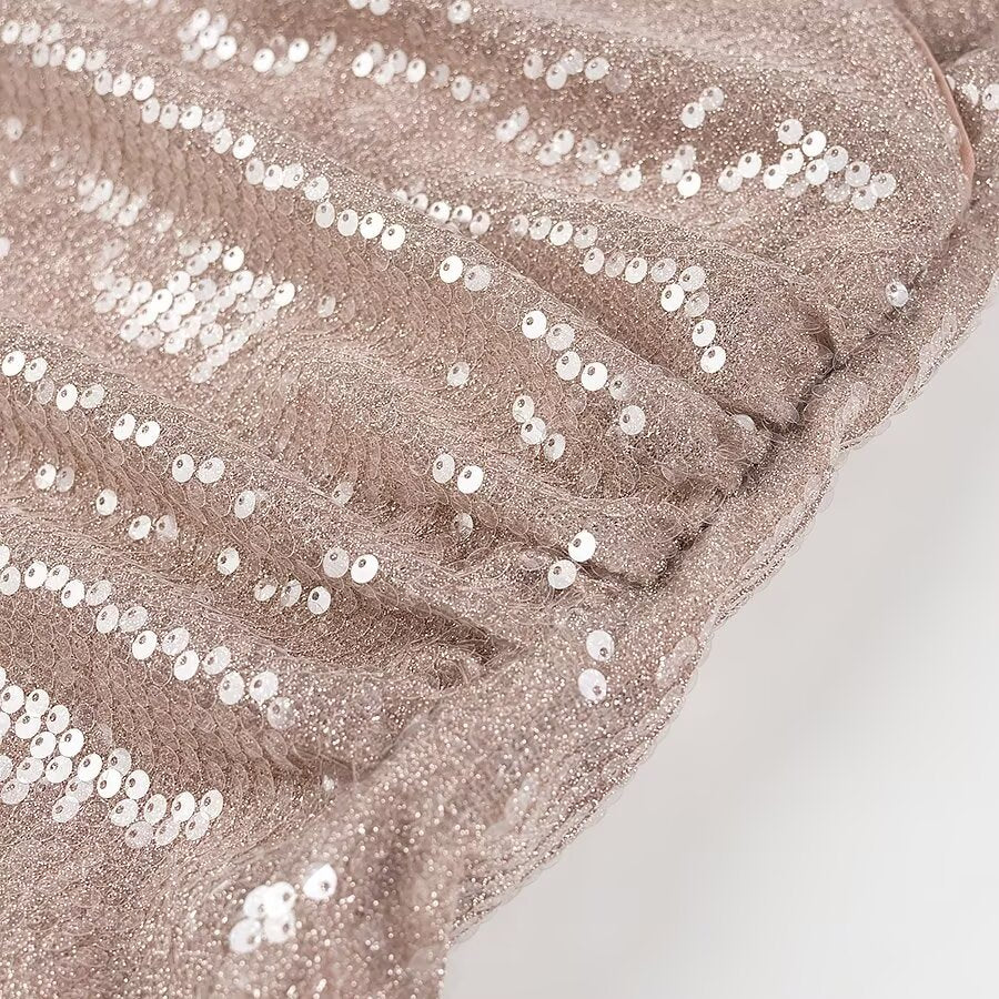 Vestido halter plisado con lentejuelas francesas para mujer