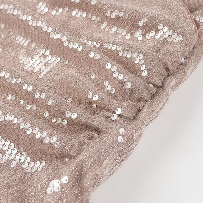 Vestido halter plisado con lentejuelas francesas para mujer