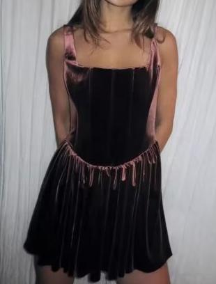 Women Clothing Autumn Velvet Corset Dress Shell