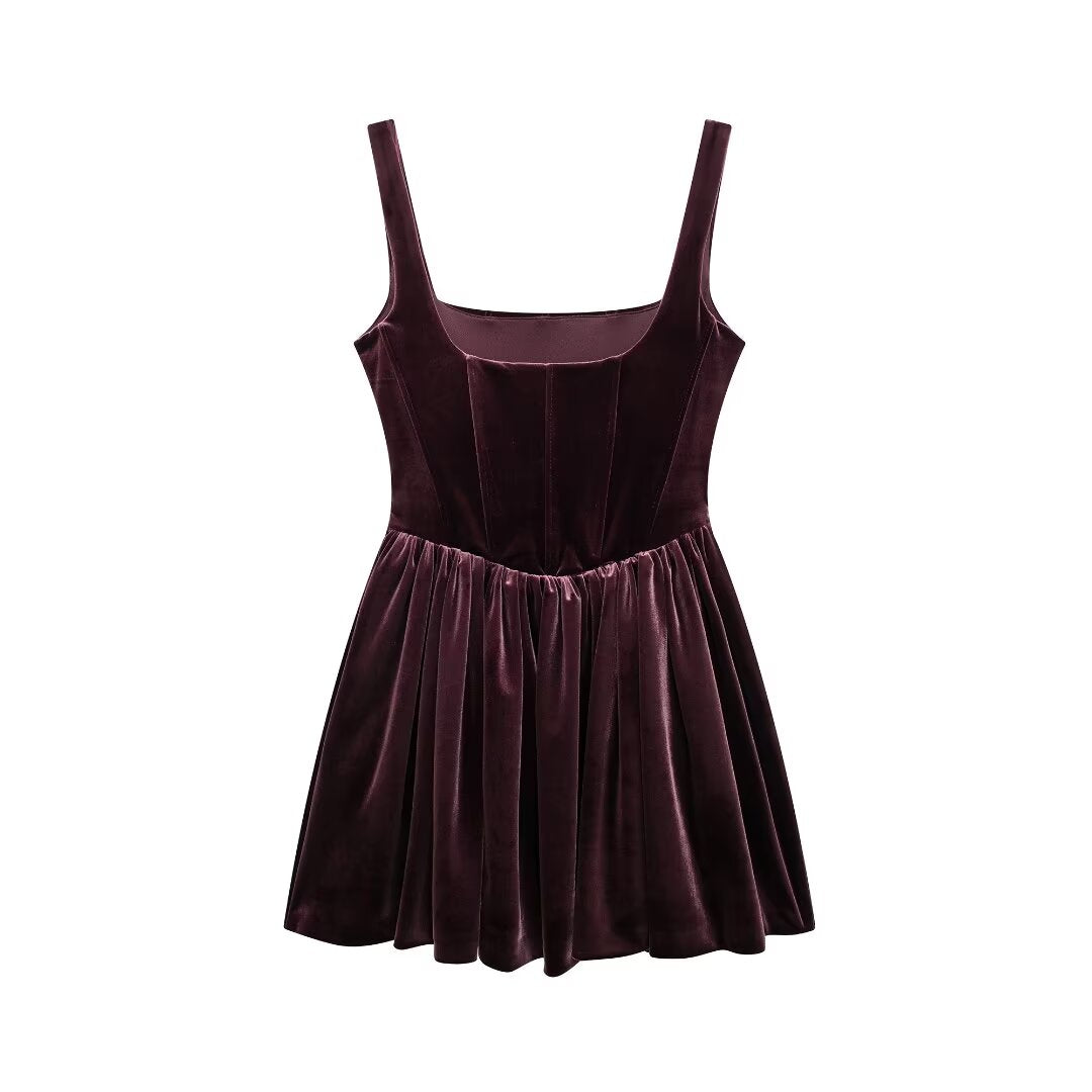 Women Clothing Autumn Velvet Corset Dress Shell