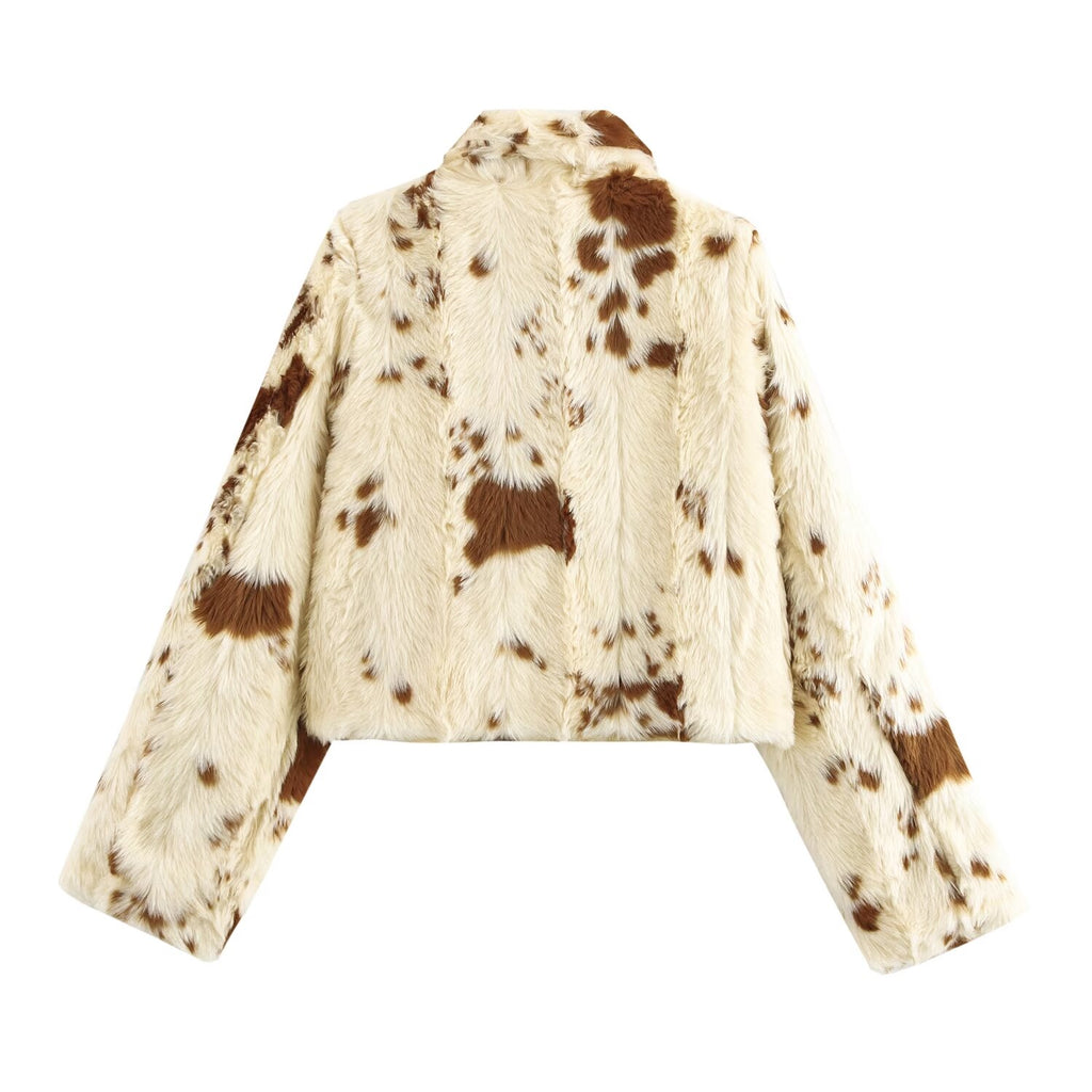 Autumn Artificial Fur Effect Short Chic Jacket Coat SenDa