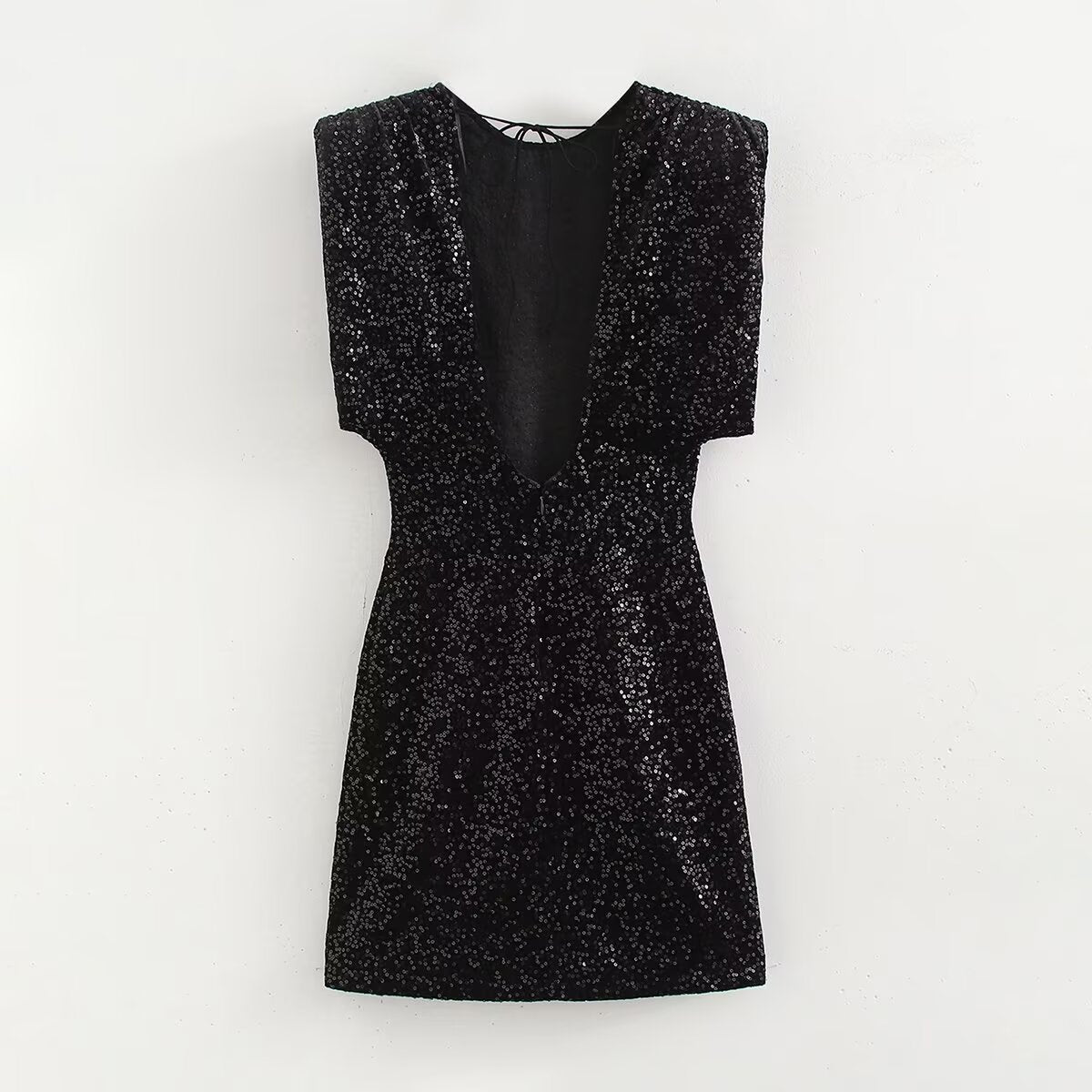 Women Clothing round Neck Solid Color Sequ Decorative Velvet Dress FRIDAY