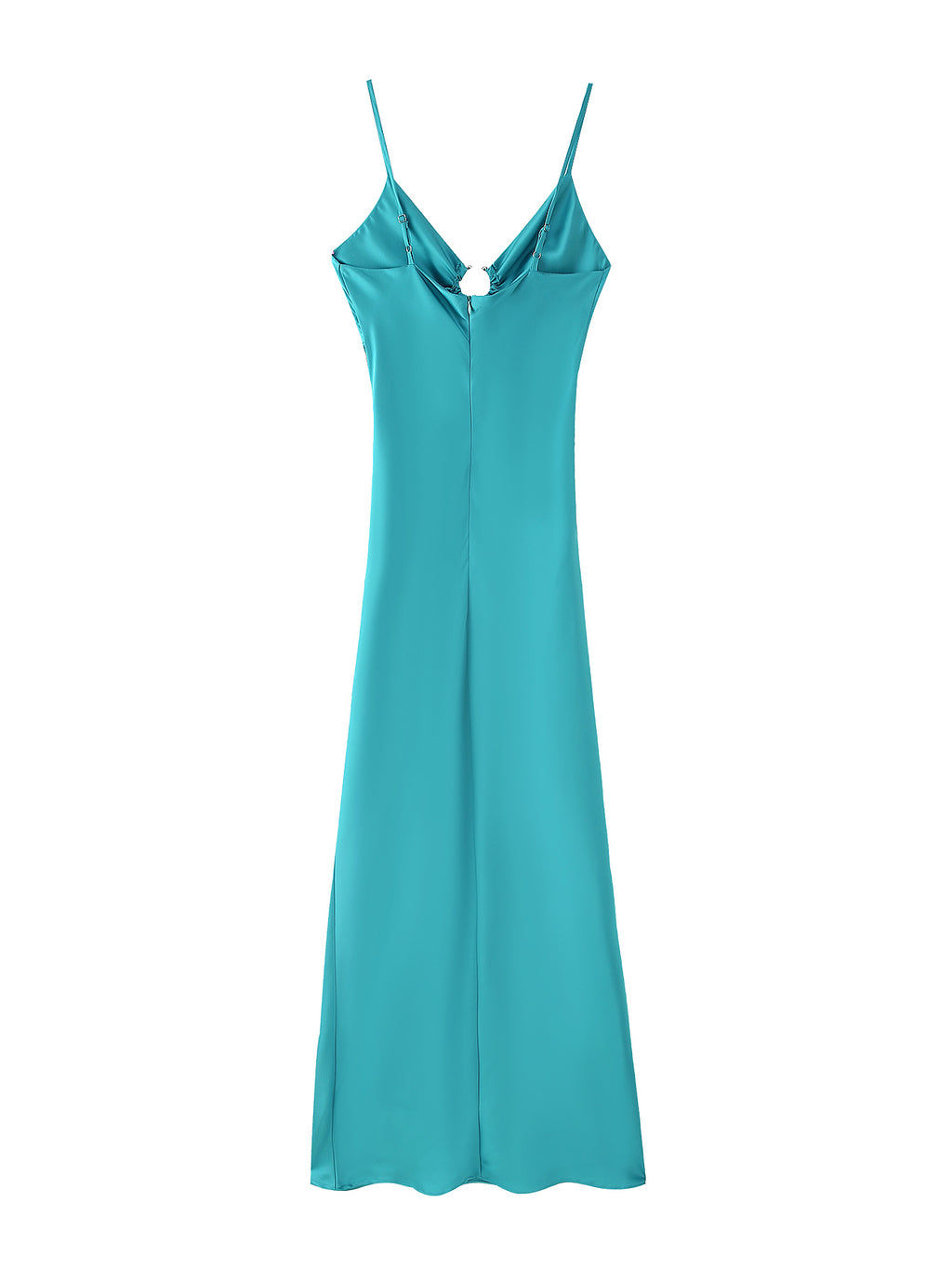 Women Clothing Long Hollow Out Cutout Decorative Satin Sling Dress CHEN