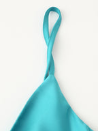 Women Clothing Long Hollow Out Cutout Decorative Satin Sling Dress CHEN