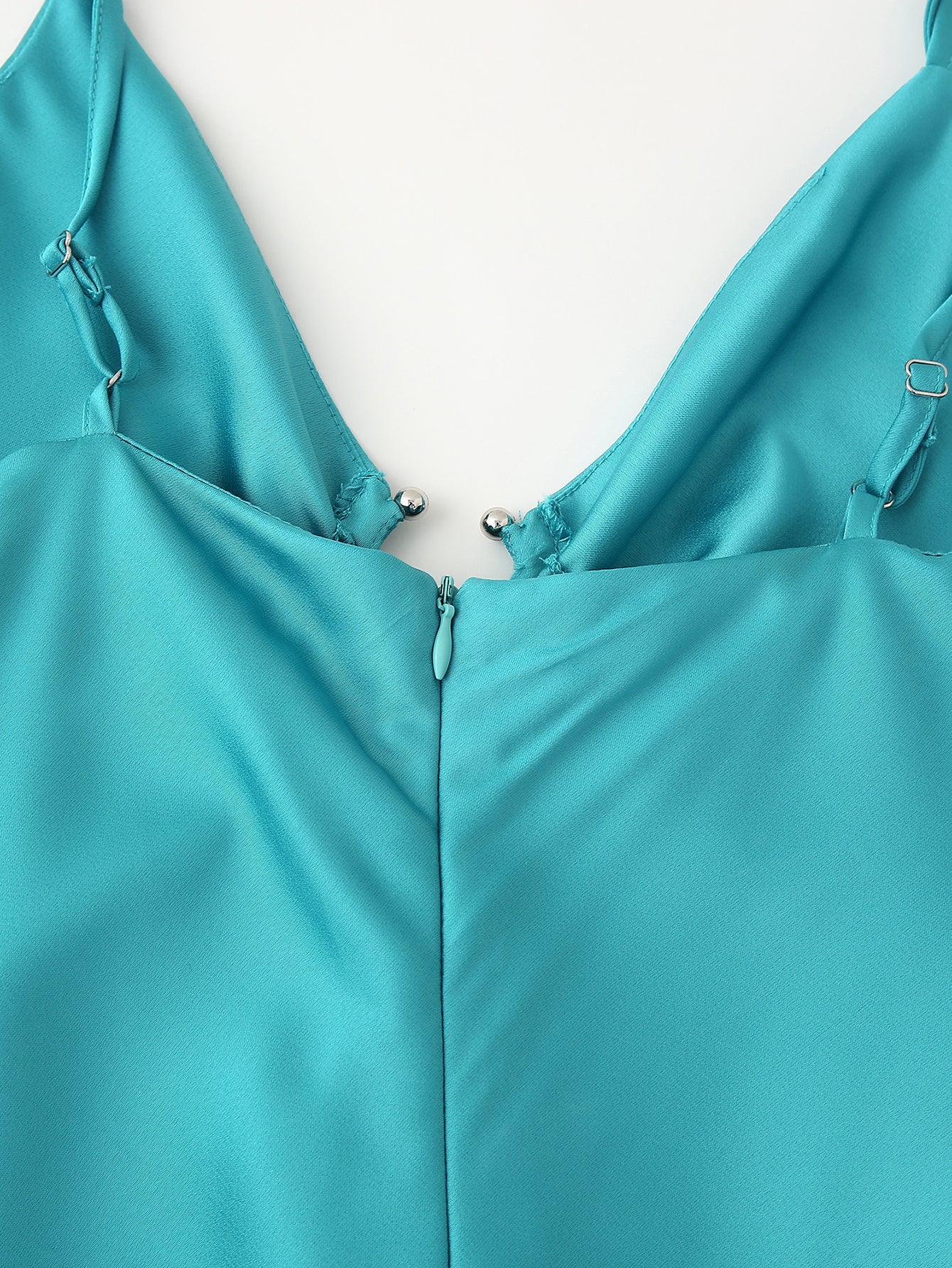 Women Clothing Long Hollow Out Cutout Decorative Satin Sling Dress CHEN