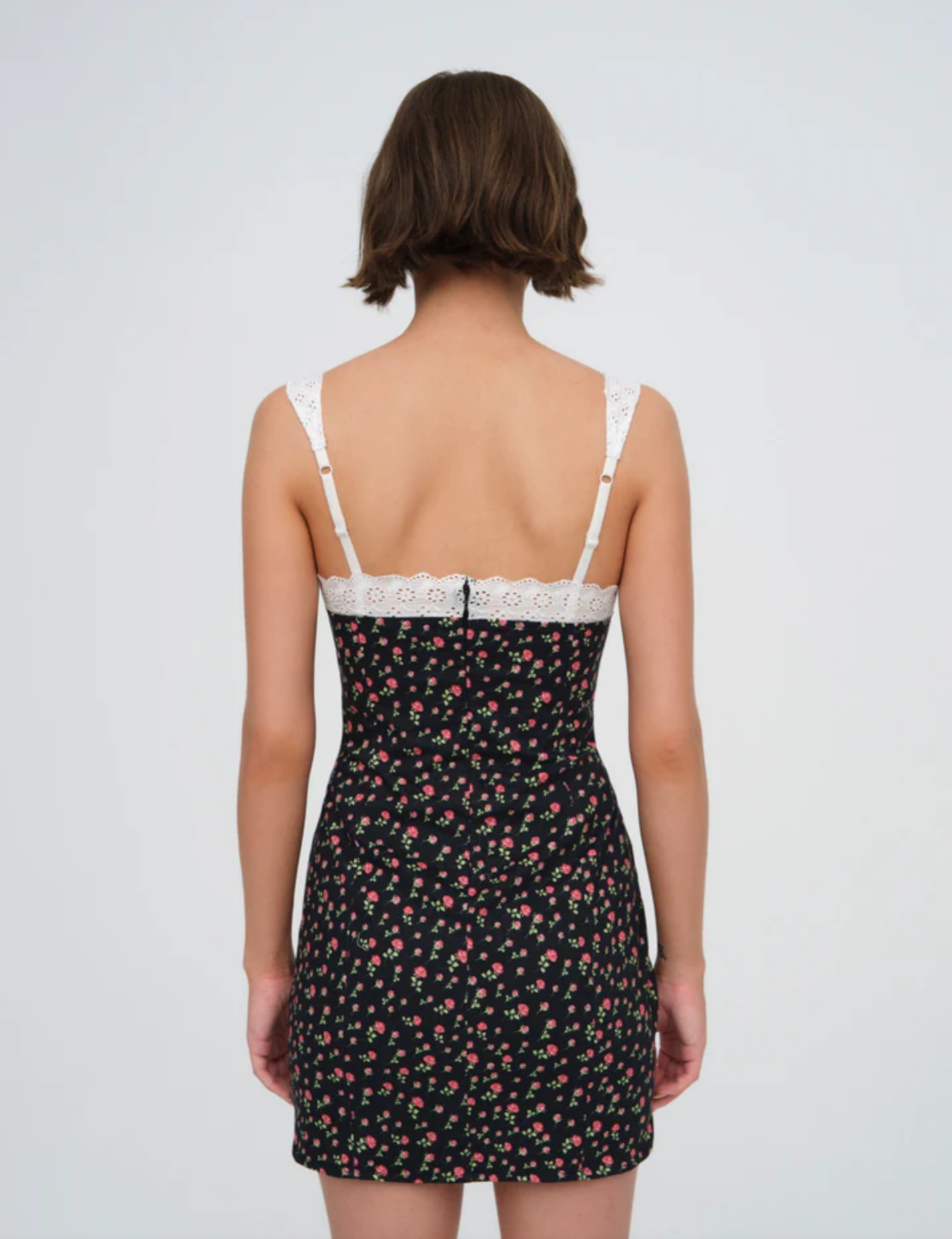 Sweet Printed Chic Lace Lace Spaghetti Strap Mini Sexy Slim Fit Backless Hip Bag Dress