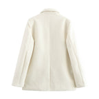Autumn Fashionable Casual Soft Artificial Fur Effect Straight Cut Blazer SenDa