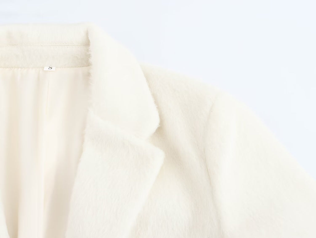 Autumn Fashionable Casual Soft Artificial Fur Effect Straight Cut Blazer SenDa
