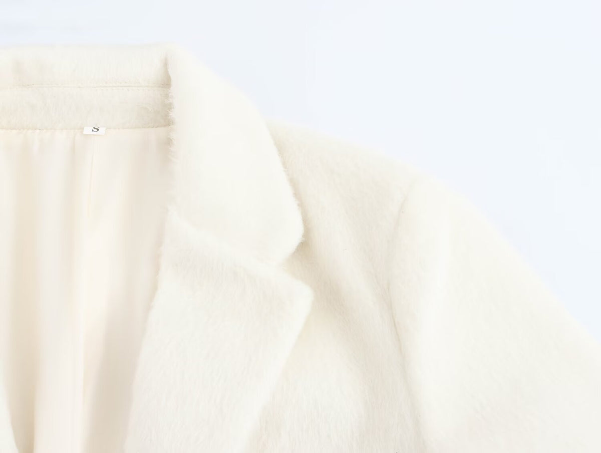 Autumn Fashionable Casual Soft Artificial Fur Effect Straight Cut Blazer SenDa