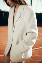 Autumn Fashionable Casual Soft Artificial Fur Effect Straight Cut Blazer SenDa