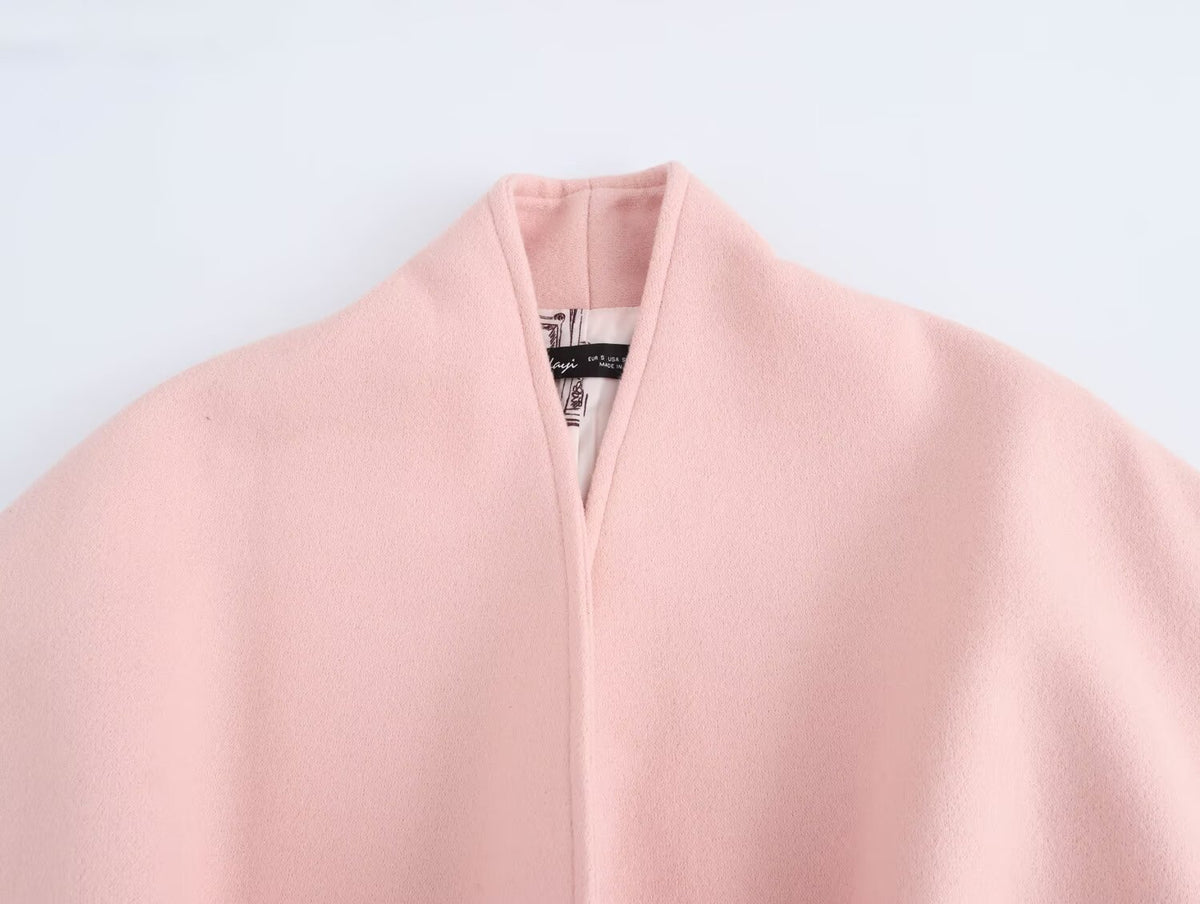 Women Clothing Belt without Buckle Waist Wool Plush Long Sleeved Overcoat SenDa