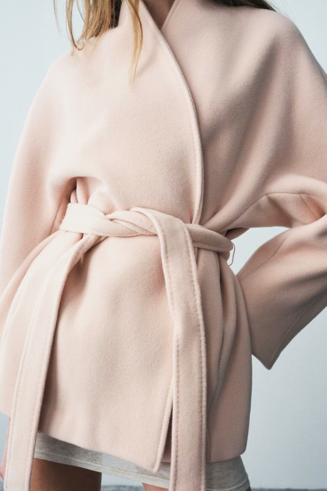 Women Clothing Belt without Buckle Waist Wool Plush Long Sleeved Overcoat SenDa