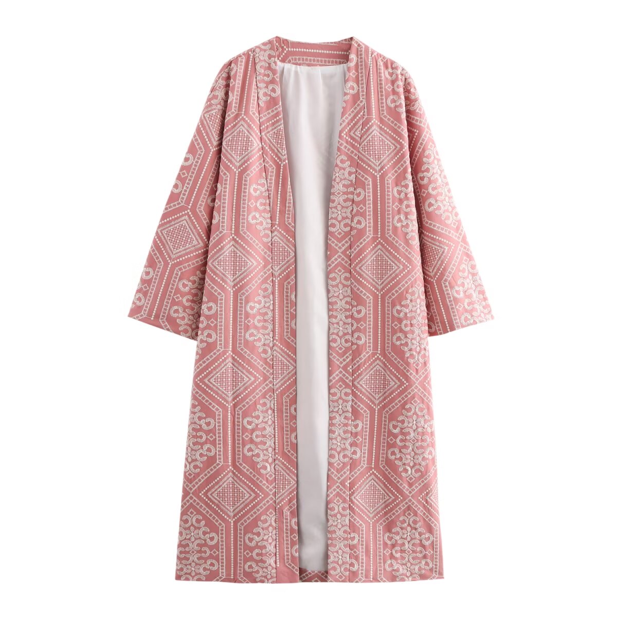 Winter Women Clothing Embroidery Vacation Kimono Coat Straight Leg Pants Sets SenDa