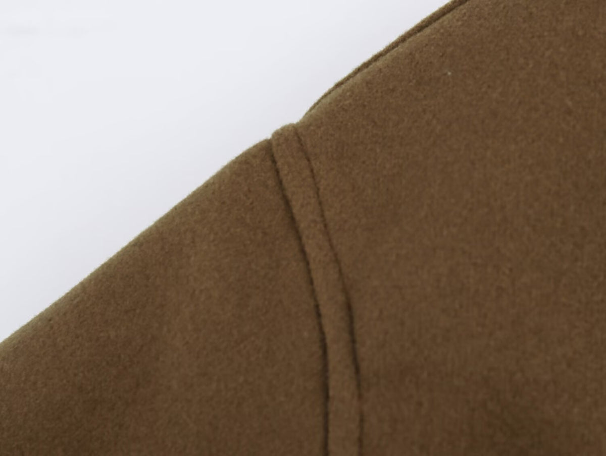 Office All Match Lace up Fitted Waist Turn down Collar Short Woolen Coat SenDa