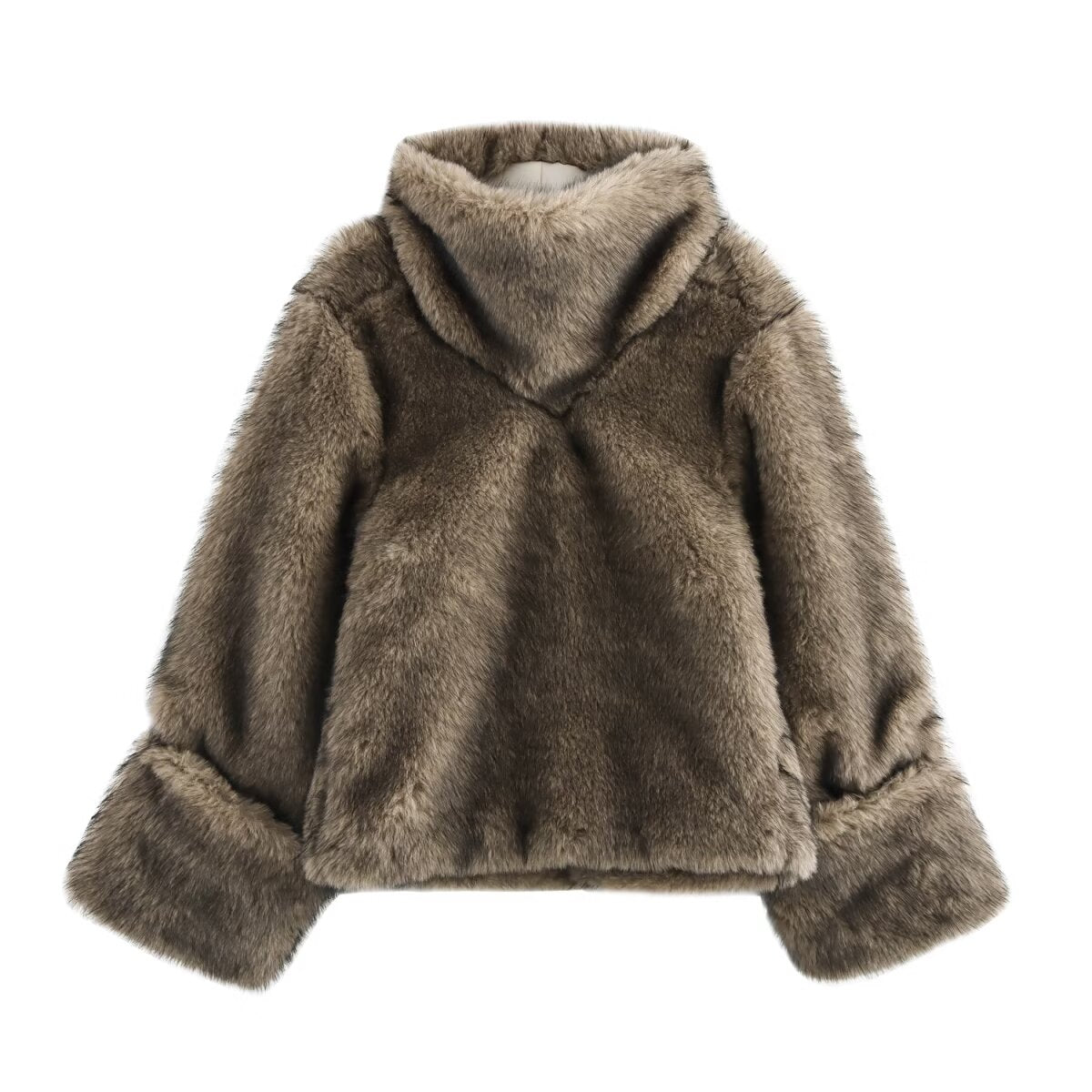Artificial Fur Sweater Coat for Women Autumn Winter Sexy Furry Thermal Head Cover Top SenDa