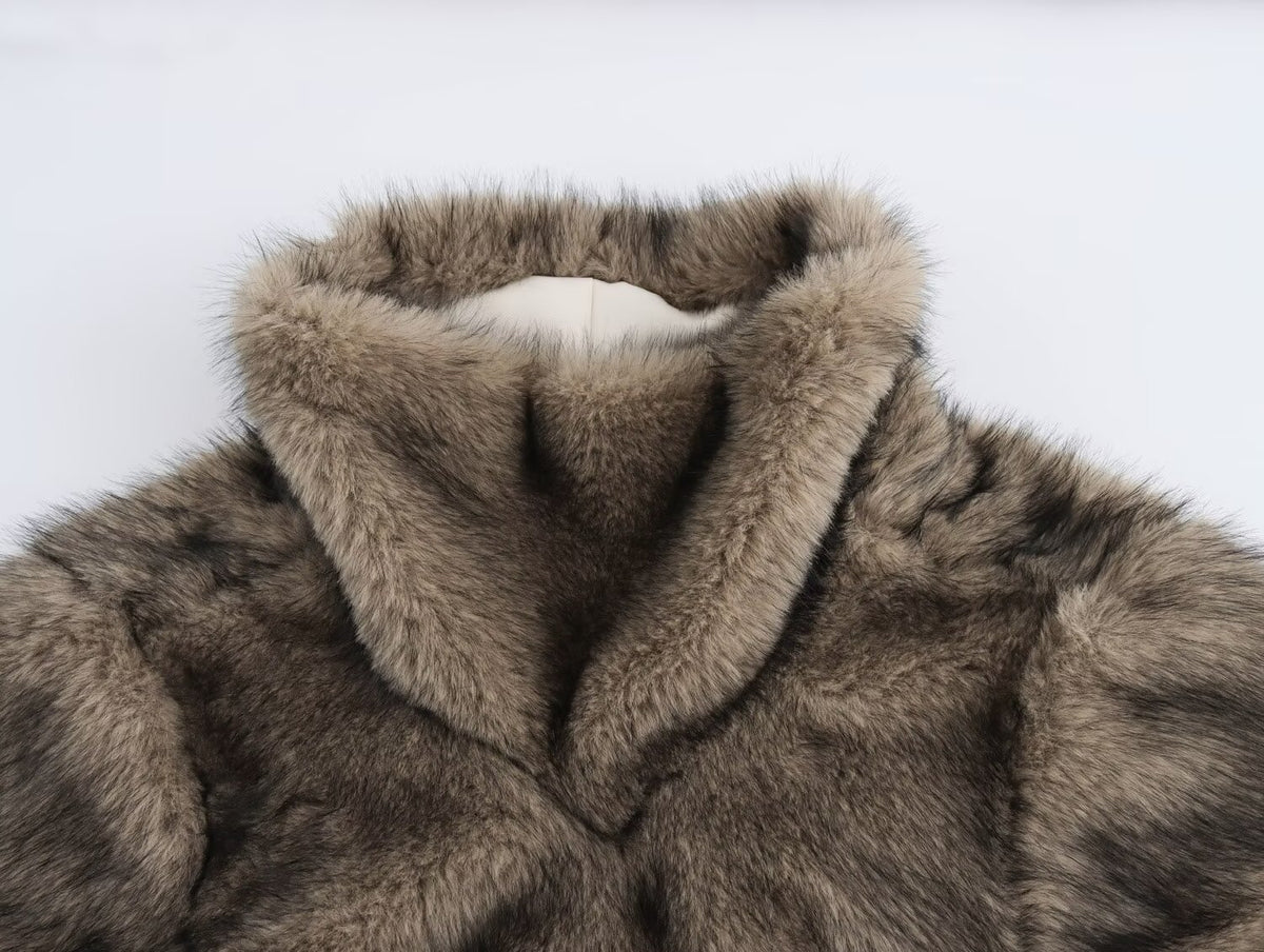 Artificial Fur Sweater Coat for Women Autumn Winter Sexy Furry Thermal Head Cover Top SenDa