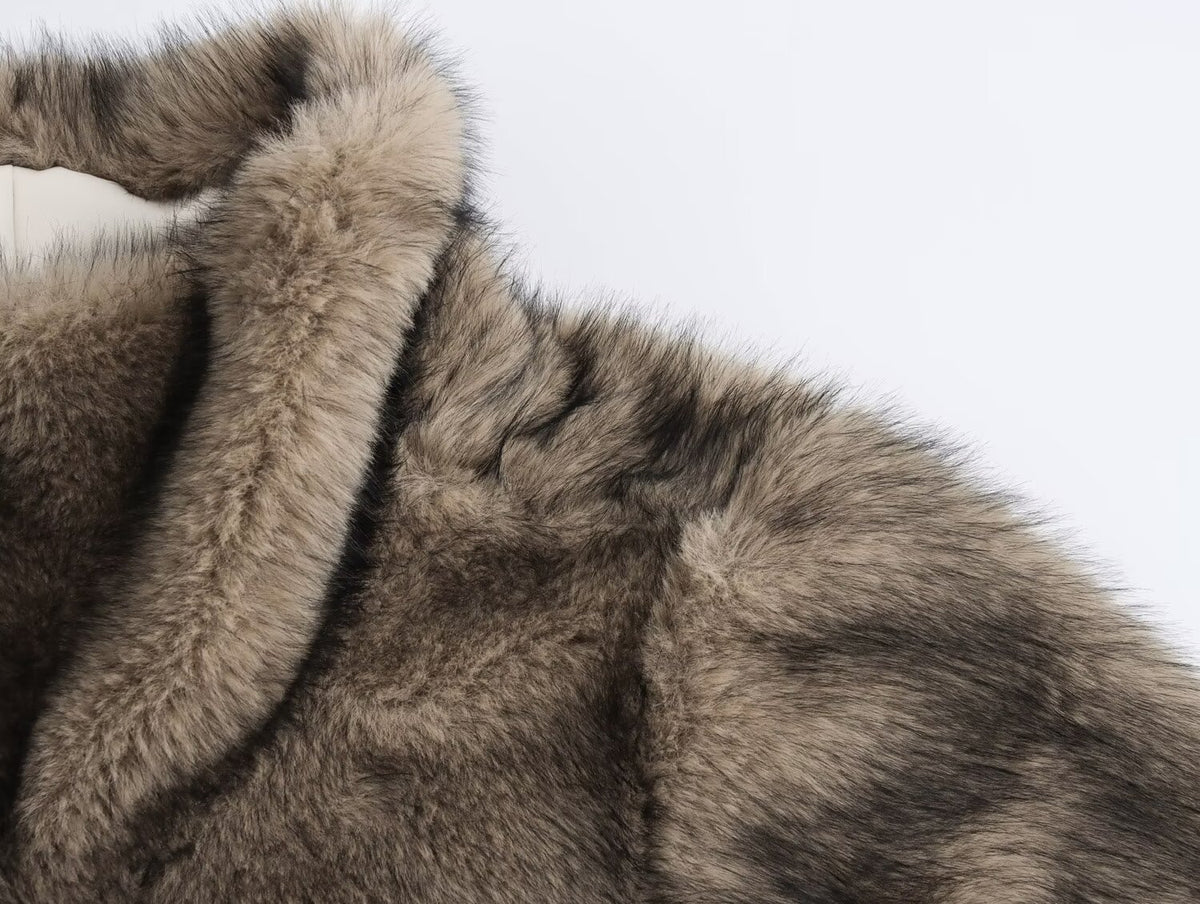 Artificial Fur Sweater Coat for Women Autumn Winter Sexy Furry Thermal Head Cover Top SenDa
