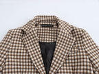 Women Clothing Autumn Winter Office Plaid Long Overcoat Outerwear SenDa