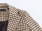 Women Clothing Autumn Winter Office Plaid Long Overcoat Outerwear SenDa
