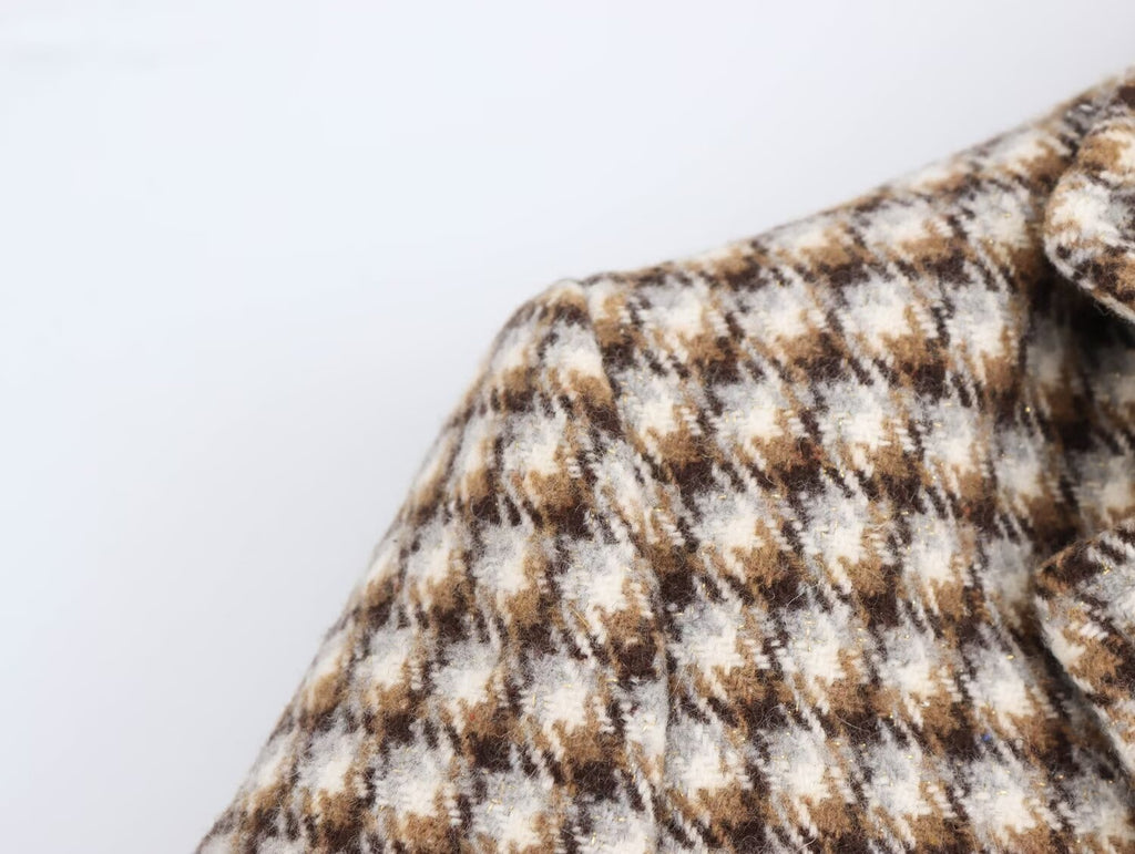 Women Clothing Autumn Winter Office Plaid Long Overcoat Outerwear SenDa