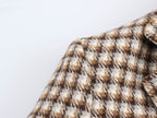 Women Clothing Autumn Winter Office Plaid Long Overcoat Outerwear SenDa