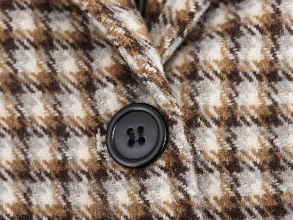 Women Clothing Autumn Winter Office Plaid Long Overcoat Outerwear SenDa