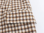 Women Clothing Autumn Winter Office Plaid Long Overcoat Outerwear SenDa