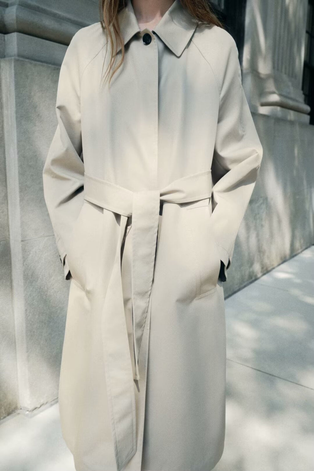 Women Simple Mid Length Waistband Coat Coat Trench Coat SenDa