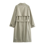 Women Simple Mid Length Waistband Coat Coat Trench Coat SenDa