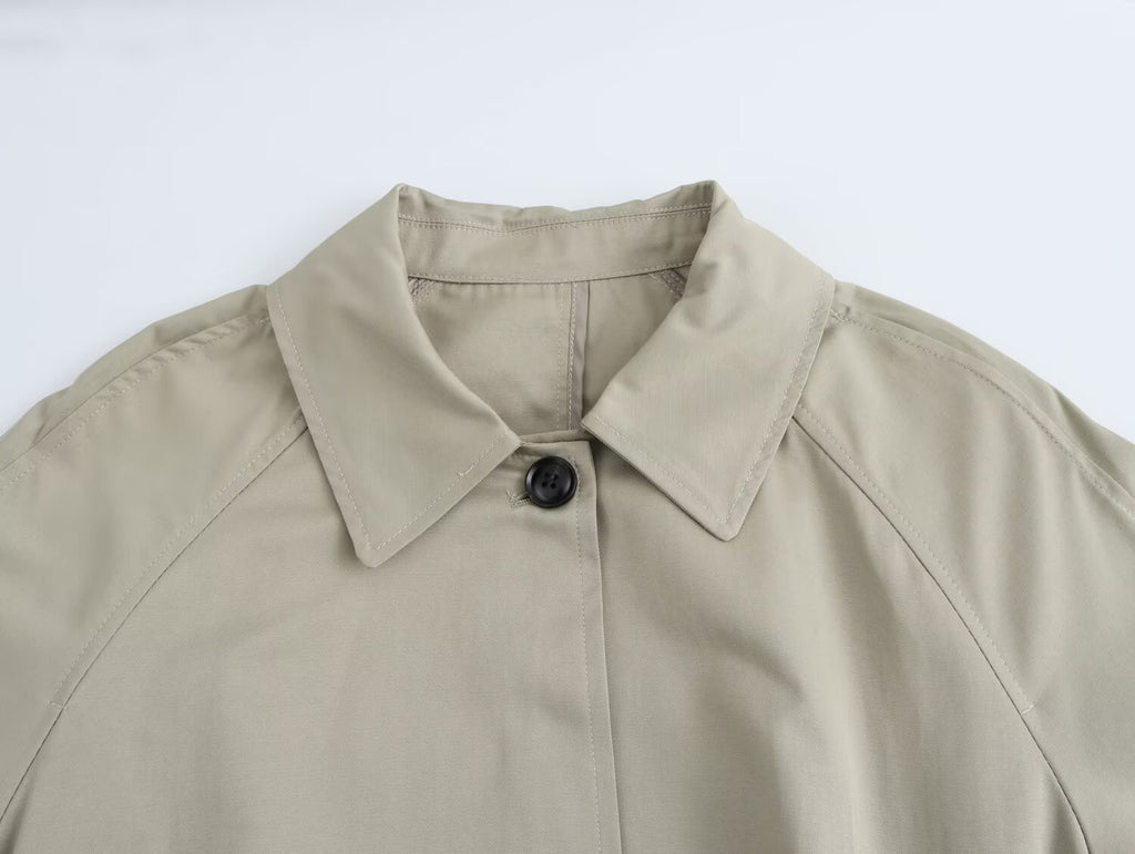 Women Simple Mid Length Waistband Coat Coat Trench Coat SenDa