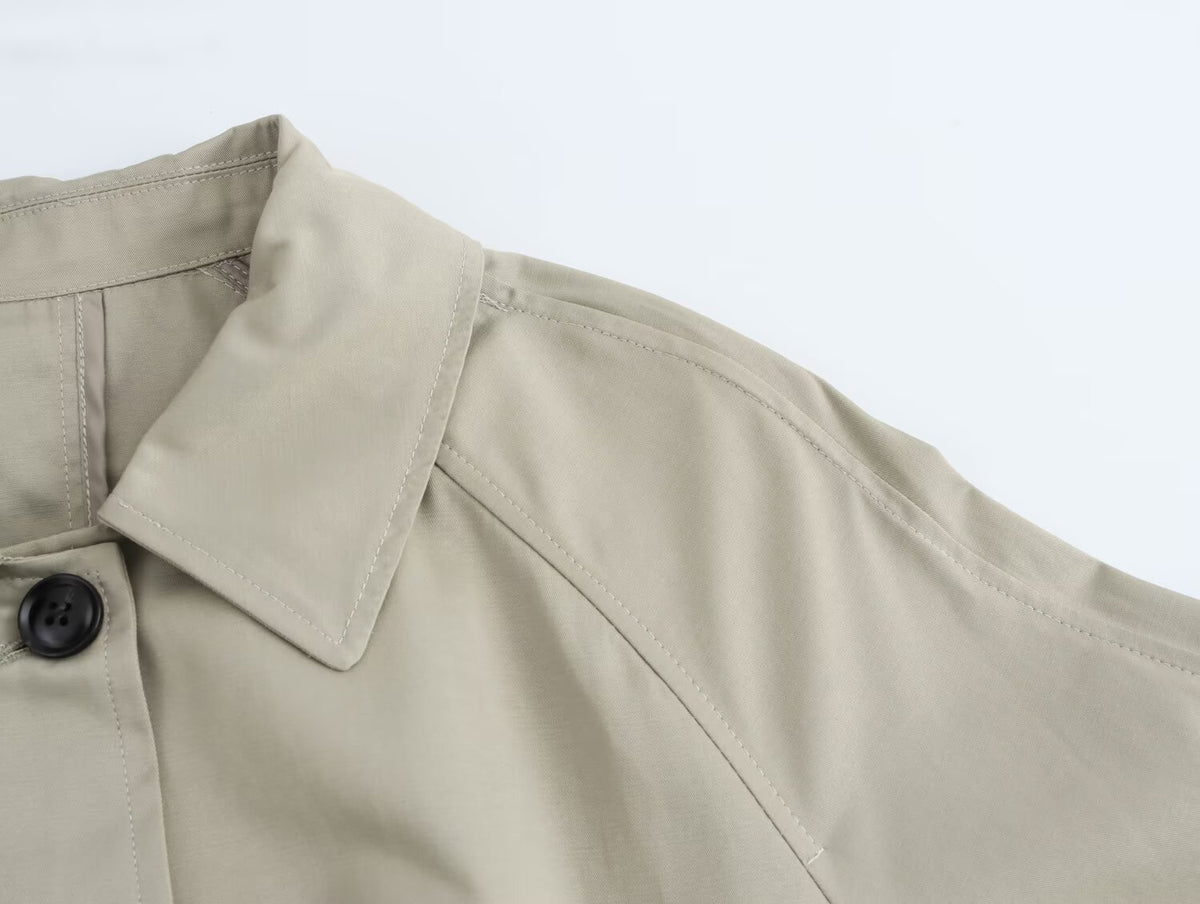 Women Simple Mid Length Waistband Coat Coat Trench Coat SenDa