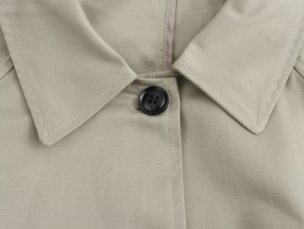 Women Simple Mid Length Waistband Coat Coat Trench Coat SenDa
