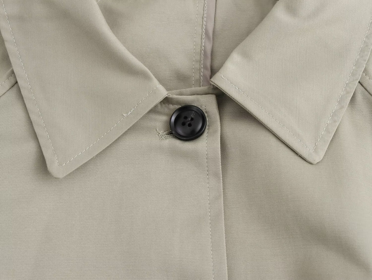 Women Simple Mid Length Waistband Coat Coat Trench Coat SenDa