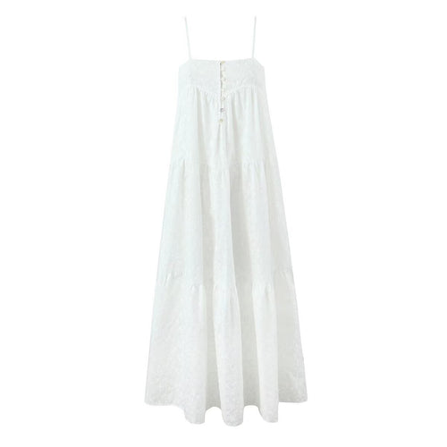 All Match Embroidered Strap Backless Maxi Dress Aiostar