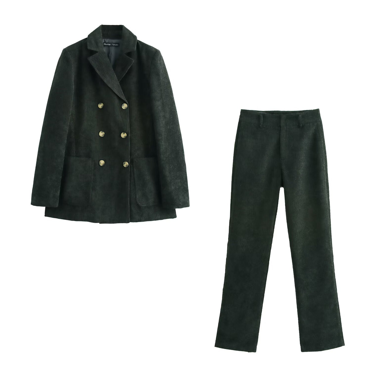 Women Clothing Winter Workplace Office Double Breasted Blazer Pants Sets SenDa