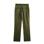 Women Double Breasted Silk Satin Texture Blazer Two Piece Pant Sets SenDa