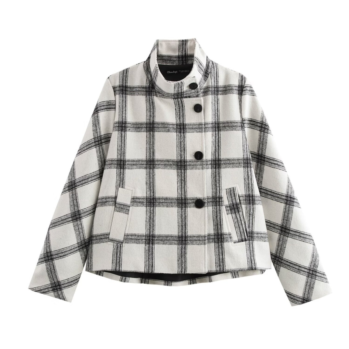 Collared Plaid Jacket Coat Daily Office Autumn Winter All Matching Simple Top SenDa