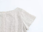 Women French Wave Wide Swing round Neck Short Sleeve Dress SenDa