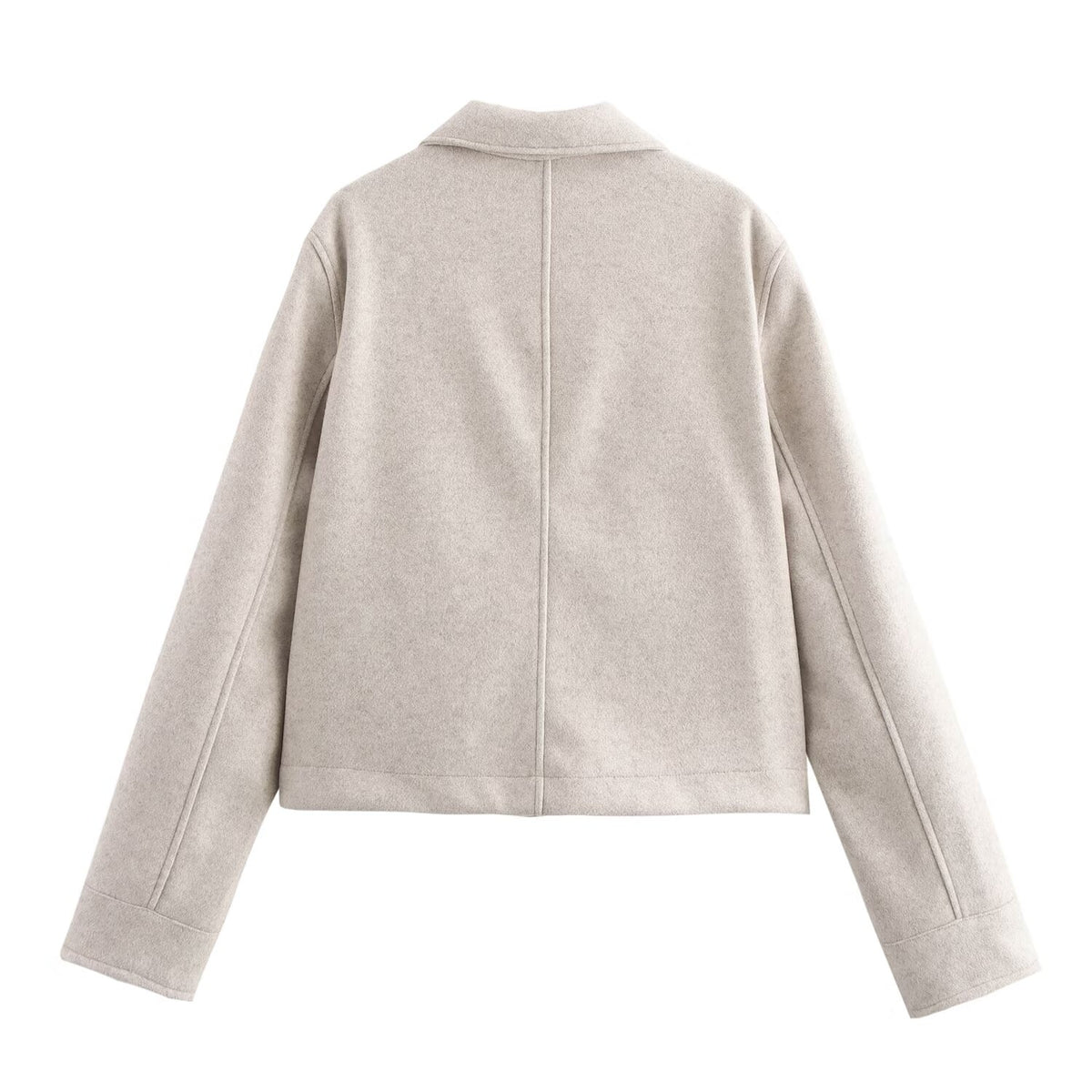 Women Clothing Autumn Winter Collared Pocket Decoration Soft Jacket SenDa